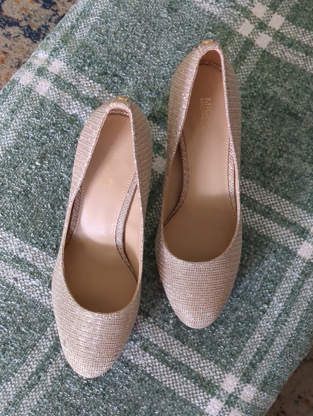 Michael Kors Gold Champagne Woven Round-Toe Heels NWOT